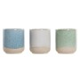 Cache-pot DKD Home Decor Porcelaine Gris Bleu Vert (3 pcs) (10 x 10 x 12 cm)