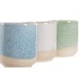 Cache-pot DKD Home Decor Porcelaine Gris Bleu Vert (3 pcs) (10 x 10 x 12 cm)