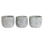 Cache-pot DKD Home Decor Gris Ciment Ethnique (14 x 14 x 12 cm) (3 Unités)