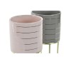 Cache-pot DKD Home Decor Céramique Rayures Métal Vert Rose clair (12.2 x 12.2 x 21 cm) (2 pcs)