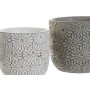 Set de pots DKD Home Decor Gris Ciment Blanc Fleurs Shabby Chic (2 Unités) (17 x 17 x 15 cm)