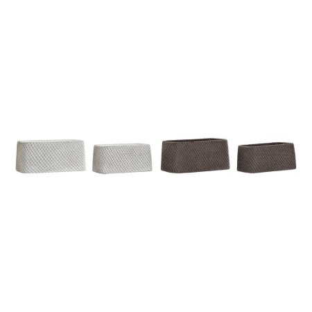 Set de pots DKD Home Decor ‎S3023988 Marron Ciment Blanc (24 x 14 x 11 cm) (2 Unités)