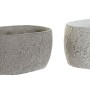 Set de pots DKD Home Decor S3023991 Gris Ciment Blanc Tropical Feuille d'une plante (24 x 14 x 11 cm) (2 Unités)