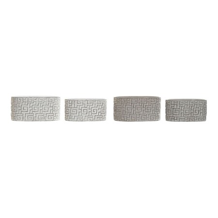 Set de pots DKD Home Decor ‎S3023993 Gris Ciment Blanc Moderne Géométrique (23 x 12,5 x 11 cm) (2 Unités)