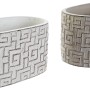 Set de pots DKD Home Decor ‎S3023993 Gris Ciment Blanc Moderne Géométrique (23 x 12,5 x 11 cm) (2 Unités)