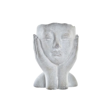 Cache-pot DKD Home Decor Visage Gris Ciment (13 x 13 x 18 cm)