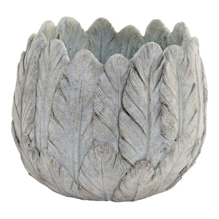 Cache-pot DKD Home Decor Plumes Gris Ciment Boho (19 x 19 x 16 cm)