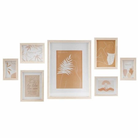 Porte photos mural DKD Home Decor Verre Naturel Marron Moderne Bois MDF (32,5 x 1,5 x 45 cm)