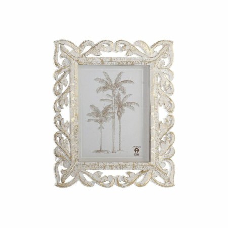 Cadre photo DKD Home Decor Verre Doré Blanc Indien Bois MDF (31,5 x 2 x 37 cm)