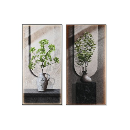 Lienzo Home ESPRIT Verde Beige Oriental Jarrón 80 x 3 x 160 cm (2 Unidades)