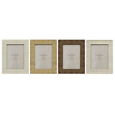 Marco de Fotos Home ESPRIT Beige Natural Cristal Poliestireno Scandi 18,5 x 2 x 23,5 cm (4 Unidades)