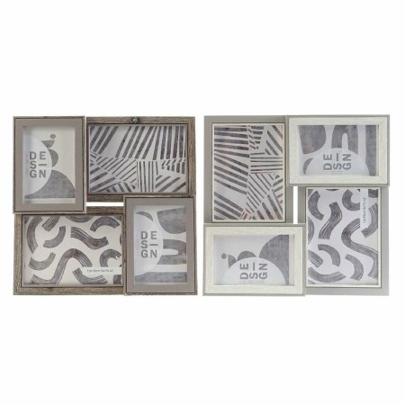 Cadre photo DKD Home Decor S3024162 Verre Gris Marron Aluminium Bois MDF Urbaine (2 Unités) (32 x 3 x 32 cm)