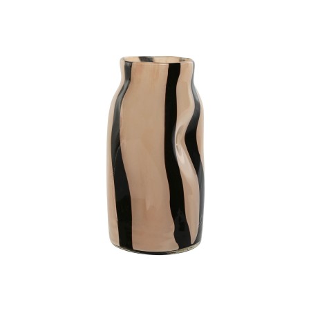 Jarrón Home ESPRIT Negro Crema Cristal Moderno 15 x 15 x 29,2 cm