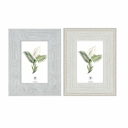 Cadre photo DKD Home Decor Verre Gris Beige Tropical Bois MDF (17 x 2 x 22 cm) (2 Unités)