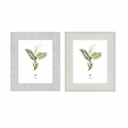 Cadre photo DKD Home Decor Verre Gris Beige Tropical Bois MDF (2 Unités) (27 x 2 x 32 cm)