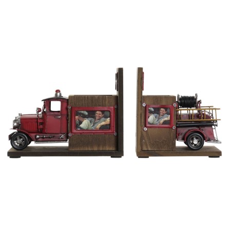 porte-livre DKD Home Decor Bois Métal Camion de Pompiers (2 pcs) (22 x 13.5 x 17 cm)