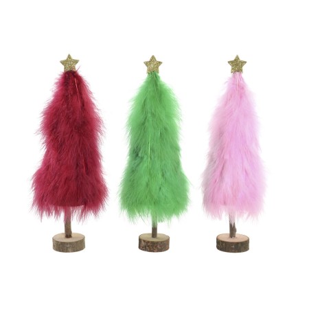 Sapin de Noël DKD Home Decor Avec cheveux Bois (3 pcs) (14 x 12 x 37 cm)
