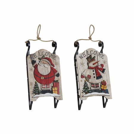 Traîneau DKD Home Decor Noël Bois (2 pcs) (21.5 x 8 x 44 cm)