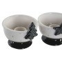 Pot à Bougie DKD Home Decor Blanc Noir (2 pcs) (10 x 9.2 x 8 cm)