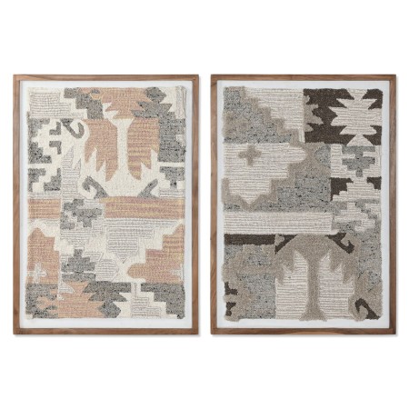 Cuadro Home ESPRIT Marrón Beige Abstracto Indio 75 x 3 x 105 cm (2 Unidades)