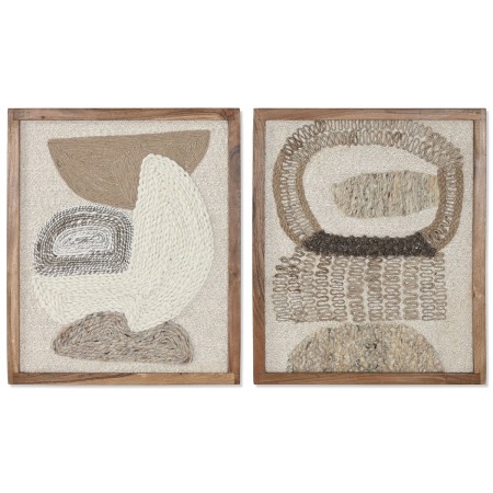 Cuadro Home ESPRIT Blanco Natural Abstracto Escandinavo 50 x 3 x 60 cm (2 Unidades)