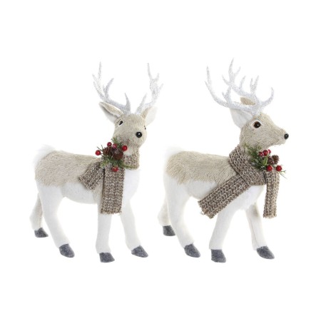 Décorations de Noël DKD Home Decor Polyester Renne (9 x 24 x 33 cm) (2 pcs)