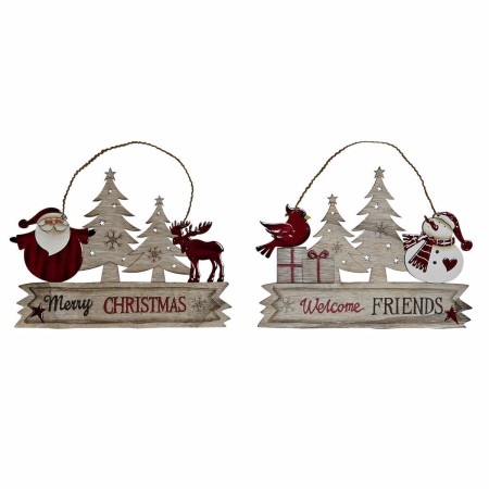 Décorations de Noël DKD Home Decor Bois Verre (2 pcs) (29.5 x 1.3 x 26 cm)