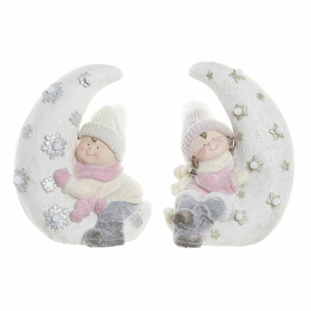 Décorations de Noël DKD Home Decor Fibre de Verre Lune (2 pcs) (31 x 20 x 43 cm)
