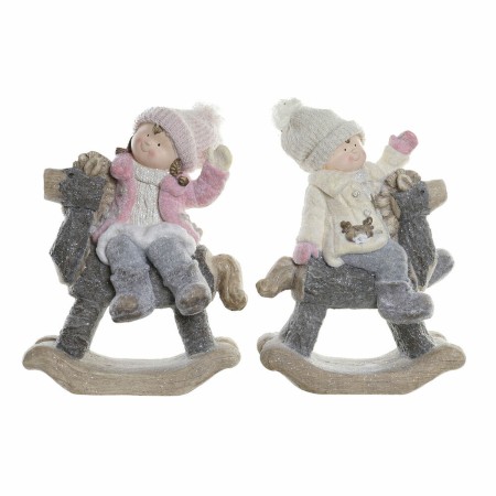 Décorations de Noël DKD Home Decor Fibre de Verre Cheval (2 pcs) (41.5 x 23 x 54 cm)