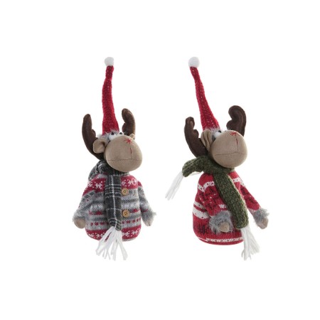 Décorations de Noël DKD Home Decor Polyester Renne (2 pcs) (13 x 15 x 28 cm)