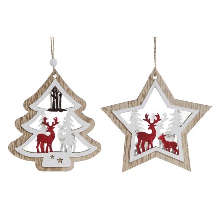 Décorations de Noël DKD Home Decor Bois (2 pcs) (12.5 x 1 x 12.5 cm)