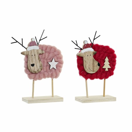 Décorations de Noël DKD Home Decor Polyester Bois (2 pcs) (12 x 4 x 17 cm)