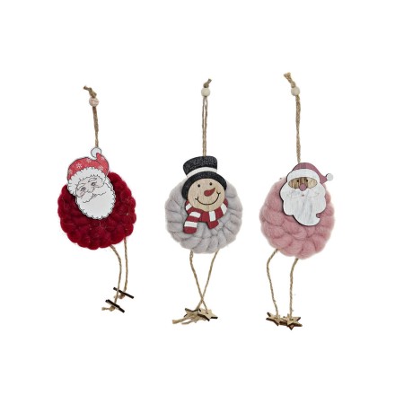 Décorations de Noël DKD Home Decor Polyester Bois Père Noël (3 pcs) (8 x 3 x 26 cm)