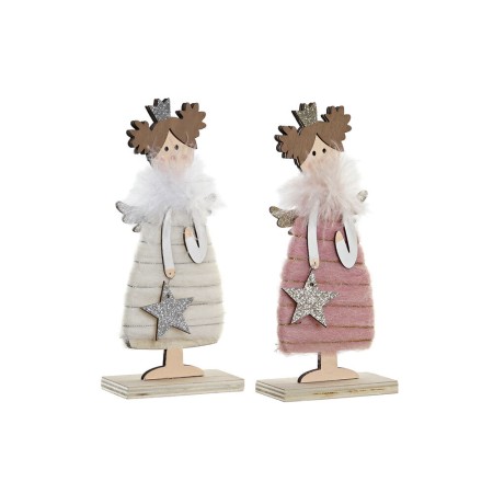 Décorations de Noël DKD Home Decor Bois Polyester (8 x 4 x 20 cm) (2 pcs)