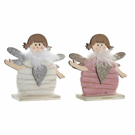 Décorations de Noël DKD Home Decor Polyester Bois (2 pcs) (15 x 5 x 15 cm)