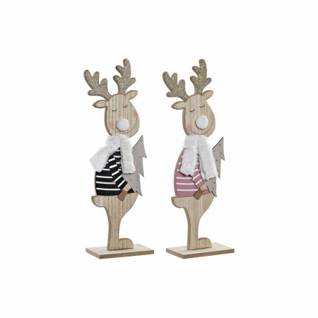 Décorations de Noël DKD Home Decor Polyester Bois (2 pcs) (13 x 8 x 43 cm)