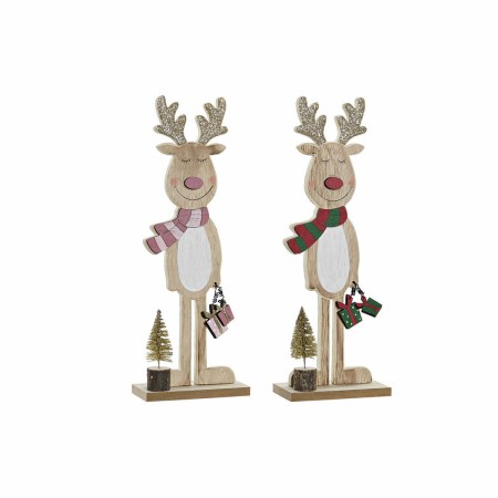 Décorations de Noël DKD Home Decor Bois Renne (11 x 5 x 30 cm) (2 pcs)