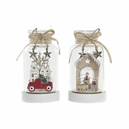 Décorations de Noël DKD Home Decor Verre Lien (2 pcs) (9 x 9 x 16.5 cm)