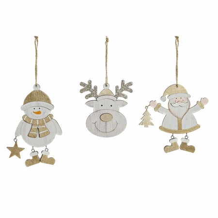 Décorations de Noël DKD Home Decor Bois Corde (3 pcs) (11 x 1 x 13 cm)