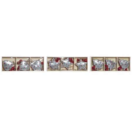 Ensemble Décorations de Noël DKD Home Decor Coeur Métal Bois Corde (6 x 2 x 12 cm) (3 pcs)