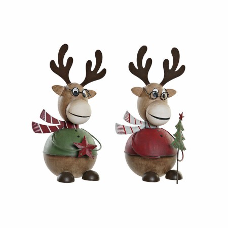 Décorations de Noël DKD Home Decor Métal Renne (2 pcs) (16 x 14 x 26 cm)