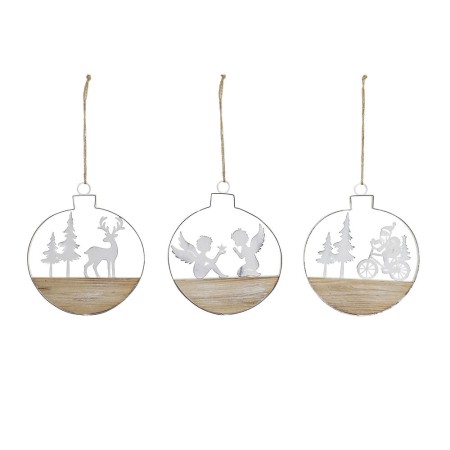 Décorations de Noël DKD Home Decor Métal Bois Cerf (14.5 x 2 x 15 cm) (3 pcs)