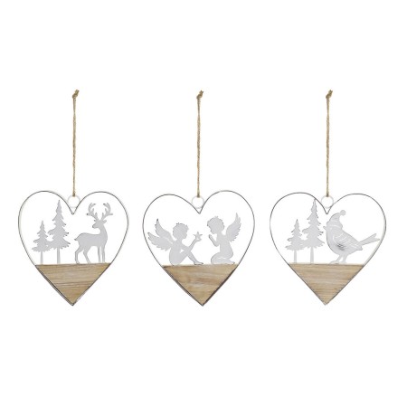 Décorations de Noël DKD Home Decor Métal Bois Corde Cerf (14 x 2 x 15 cm) (3 pcs)
