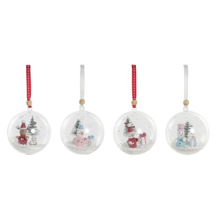 Boule de Noël DKD Home Decor PVC Père Noël (4 pcs) (7 x 7 x 7.5 cm)