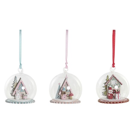 Boule de Noël DKD Home Decor Bois Verre (3 pcs) (9.5 x 9.5 x 11 cm)