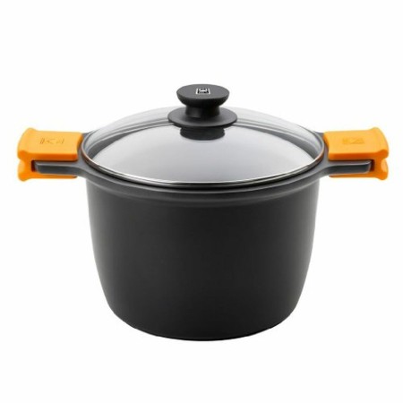 Casserole avec couvercle en verre BRA Noir Aluminium Aluminium fondu Ø 28 cm (1 Unité)