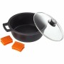 Cacerola con Tapa de Cristal BRA Negro Metal Aluminio Aluminio fundido Ø 28 cm