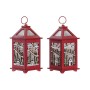 Lanterne DKD Home Decor Noël Blanc Rouge Bois Maison (9 x 9 x 18 cm) (2 pcs)