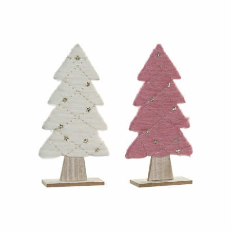 Décorations de Noël DKD Home Decor Laine Arbre Bois MDF (2 pcs) (19 x 6 x 35 cm)
