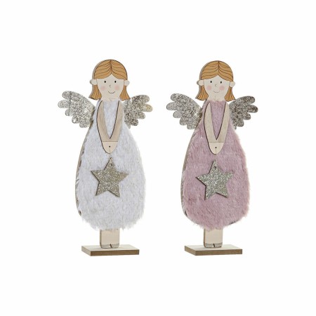 Décorations de Noël DKD Home Decor Ange Laine Bois MDF (16 x 5 x 31 cm) (2 pcs)